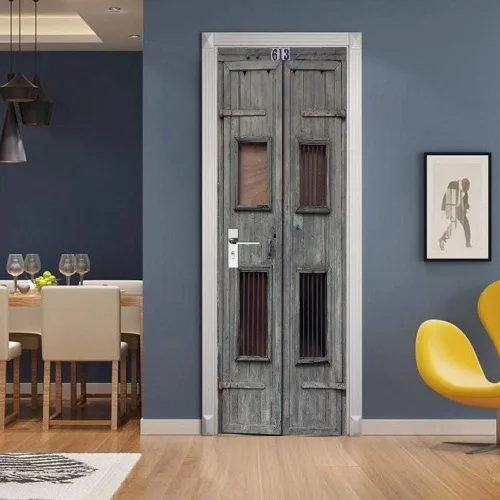Vista 22 de Adhesivos 3D para puerta, murales para despegar y pegar, puerta de madera, papel tapiz autoadhesivo, extraíble, PVC, impermeable, póster para Puerta