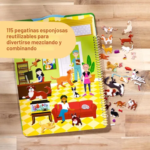 Vista 3 de Juego con pegatinas en relieve, de la marca Melissa & Doug, Libro de actividades "lugar de mascotas" con adhesivos acolchados