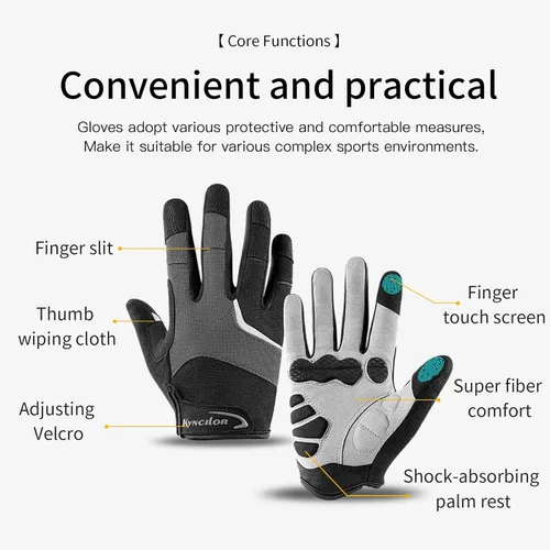 Vista 2 de KynciLOR Guantes de ciclismo para mujer y hombre, guantes de ciclismo con dedos para pantalla táctil y almohadillas de palma con silicona
