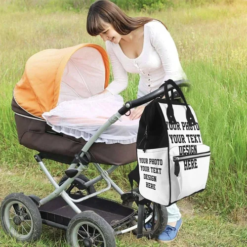 Vista 6 de Adaptor Mochila de pañales personalizada con imagen/texto, impermeable, para mamá, al aire libre, viajes, Diy, Grande, Mochilas de viaje
