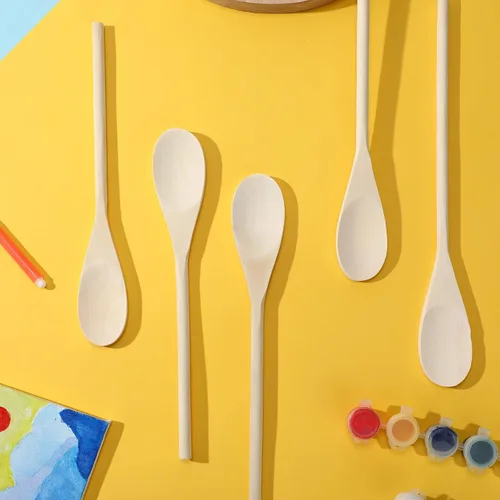 Vista 6 de Maxcheck Paquete de 100 cucharas de madera de 10 pulgadas para manualidades, cuchara de cocina de madera a granel, cucharas de servir de mango largo