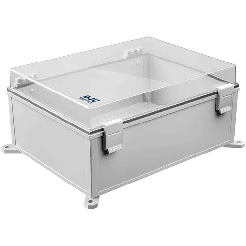 Vista 5 de Co. ABS 6.6" x 8.7" x 4.3" impermeable IP67 caja electrónica con bisagras con placa de montaje, soporte, cubierta de plástico y clips