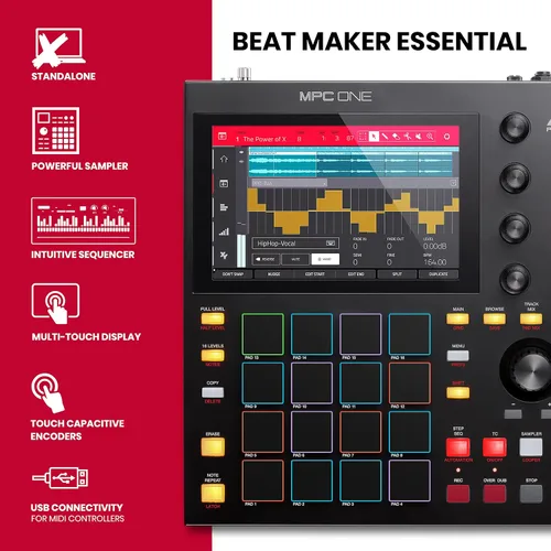 Vista 2 de AKAI Professional MPC One – Drum Machine, Sampler & MIDI Controller with Beat Pads, Synth Engines, Standalone Operation and Touch Display