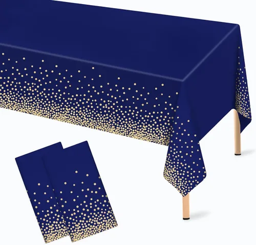 Vista 11 de Mulbozy 2 piezas de mantel de plástico negro para mesa rectangular, 54 × 108 pulgadas, fundas desechables de mesa para fiestas negras