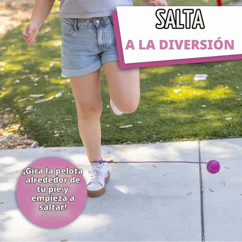 Vista 2 de Just Jump It Tobillo Skip Ball Rueda Plegable Saltar Cuerda para Niños Equipo de Ejercicio y Juguete de Agilidad - Rosa