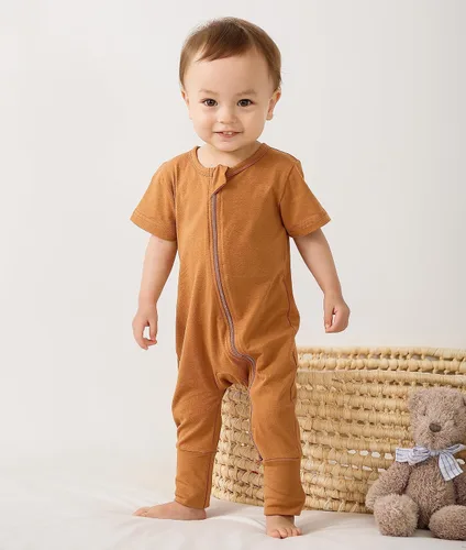 Vista 4 de BeiVSlley Paquete de 2 mamelucos de verano de manga corta para bebé, de algodón, con cremallera frontal, ropa para bebés y niños pequeños