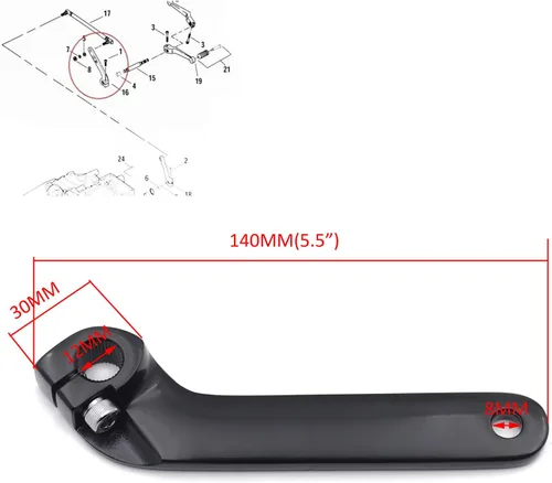 Vista 2 de Eje de palanca de cambios interior ajustable compatible con H-D 1982-2018 FLT/Road Glide FLTRX 2015-2020 en negro [P/N: MT268-018-BK]