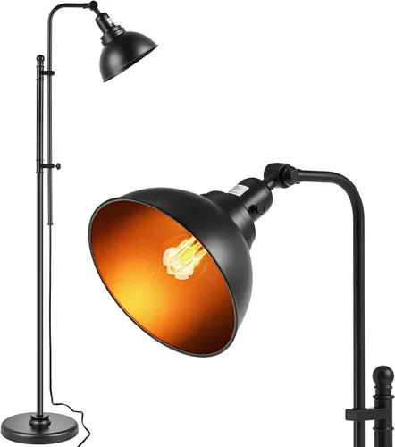 Vista 11 de VONLUCE Lámpara de pie para sala de estar, lámpara de pie industrial alta de 65 pulgadas, altura y cabezal ajustables, lámpara de lectura de pie