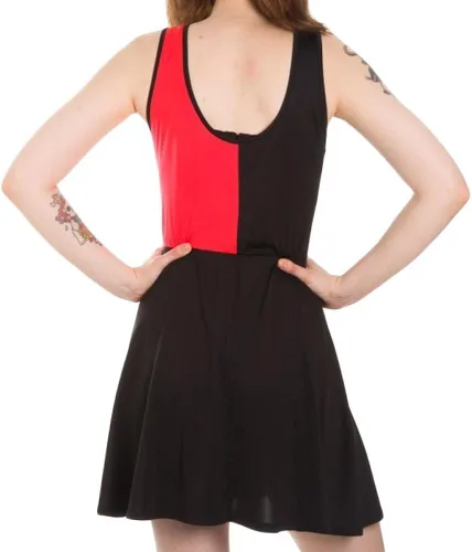 Vista 2 de DC Comics Harley Quinn una línea cuello redondo chaleco vestido negro