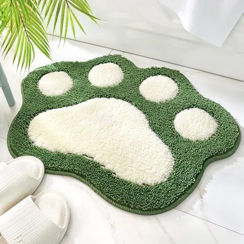 Vista 11 de Molesun Alfombra de baño con forma de pata, bonita alfombra de baño antideslizante, de microfibra suave, absorbente de agua, gruesa, lavable a Azul