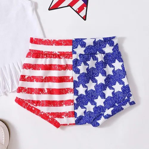 Vista 25 de Conjunto de camiseta y pantalones cortos para bebé niña del 4 de julio, camiseta y pantalones cortos para el Día de los Caídos