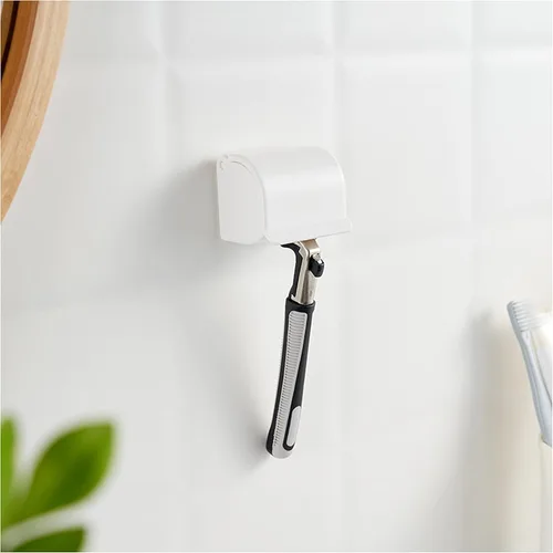 Vista 6 de EIKS Paquete de 2 soportes para maquinilla de afeitar, soportes de pared autoadhesivos para baño, ducha, mesa
