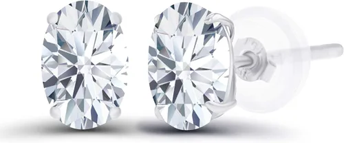 Vista 29 de Aretes ovalados de plata de ley 925 maciza chapados en oro de 0.236 x 0.157 pulgadas con piedra natal genuina para mujer Aretes de tuerca Amatista