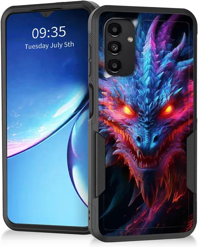 Vista 115 de Funda para Galaxy A14 5G, resistente de doble capa híbrida de policarbonato duro, goma suave, a prueba de golpes, funda protectora resistente
