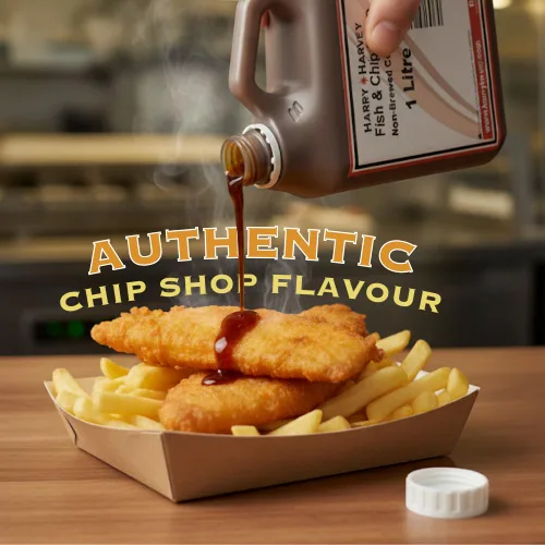 Vista 3 de Fish & Chip Shop Style - Condimento no preparado de 1 litro, paquete de repuesto para botella de vinagre - British Chippy
