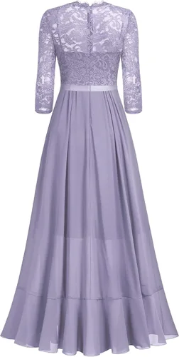 Vista 4 de Miusol Vestido Maxi Elegante de Dama de Honor con Volantes de Encaje Floral para Mujer