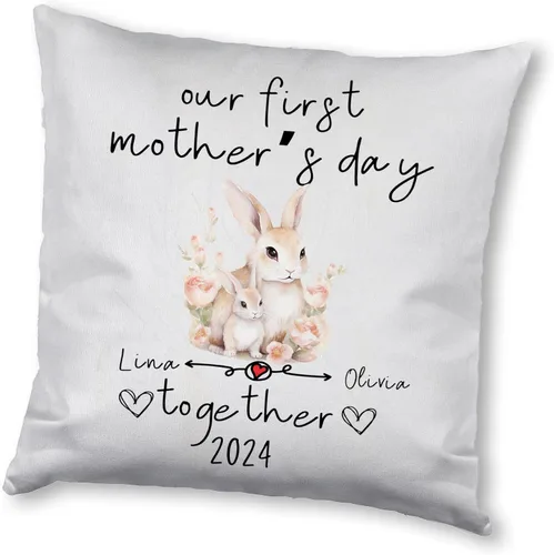 Vista 7 de Bunny Mothers Day, Personalised Pillow Case Decor for Home, Present for Mom, Grandmother, for Her