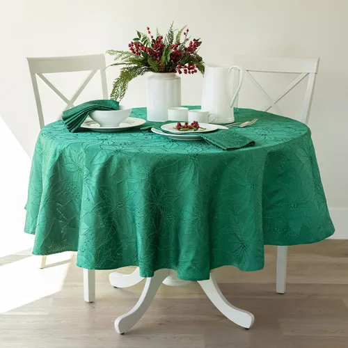 Vista 12 de Benson Mills - Mantel de tela de damasco Poinsettia Legacy, para fiestas, invierno y Navidad