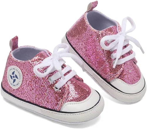 Vista 3 de Zapatos de lona para bebés recién nacidos, suela suave, para los primeros pasos, zapatos planos para niños pequeños, zapatos de mezclilla unisex