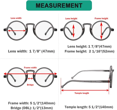Vista 3 de Eyekepper Gafas de lectura redondas para mujeres y hombres lectores retro Mens Ladies Reader Eyeglasses,All Day Comfort Spring Hinges,Fashion