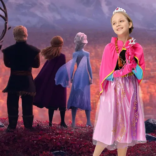 Vista 3 de Disfraz de princesa de Halloween para niñas, disfraz de cosplay para juego de rol, rosa, Halloween, Navidad, cumpleaños