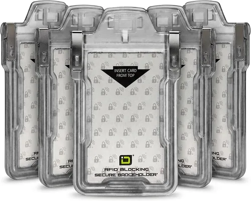 Vista 20 de Identity Stronghold - Soporte seguro para tarjetas RFID para 1 tarjeta, soporte para tarjetas de identificación de plástico duro resistente