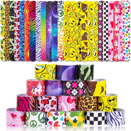 Vista 7 de LovesTown 48 pulseras blancas de palmada, pulseras a presión para fiestas