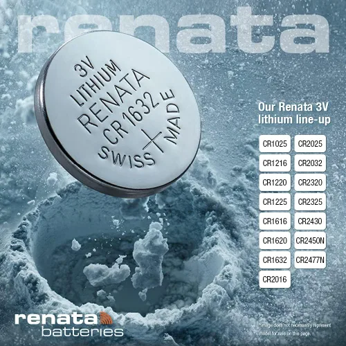 Vista 3 de Renata CR1632 - Botón de moneda de celda con batería de litio de 3 V, 1 llave de reloj, fabricada en Suiza