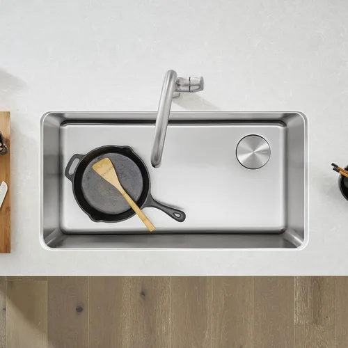 Vista 4 de BLANCO, Fregadero de cocina FORMERA de acero inoxidable 442763 con un solo tazón, 33 x 18 pulgadas