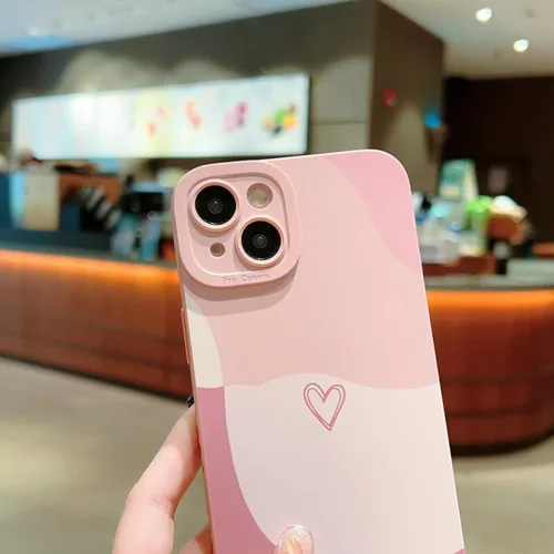 Vista 5 de Funda para teléfono compatible con iPhone 15 Plus de 6.7 pulgadas, bonito patrón de corazón pintado con diseño de corazón, protector completo