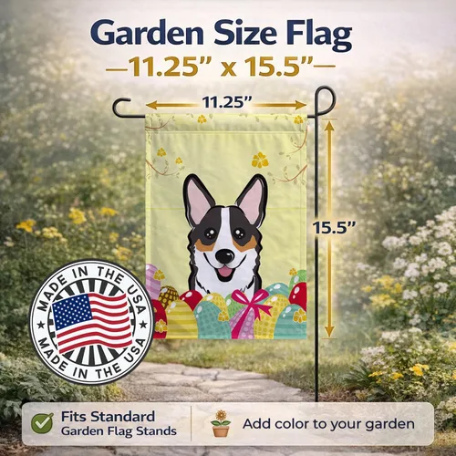 Vista 752 de Caroline's Treasures BB1923GF Bandera decorativa para jardín con diseño de Border Collie, para caza de huevos de Pascua, para jardín, jardín, patio
