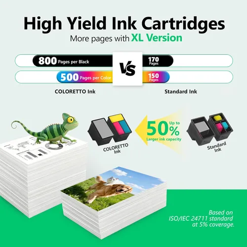 Vista 3 de Cartuchos de tinta 61XL remanufacturados para impresoras de tinta HP 61, color negro y color Envy 4500 5530 4501 4502 5535 Officejet 4630 4635
