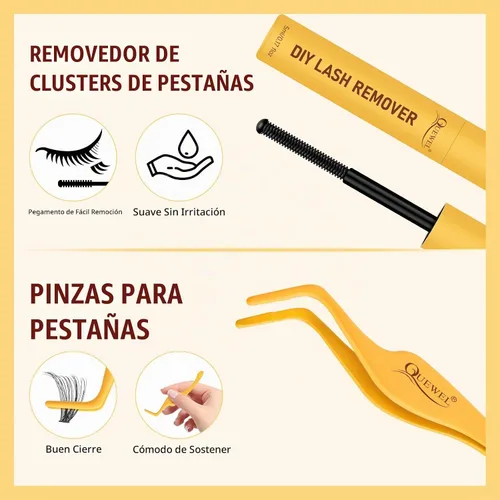Vista 9 de Kit de racimos de pestañas QUEWEL, 320 piezas, extensiones de pestañas en racimo de 30D, racimos de pestañas de 9-16mm, kit de pestañas dispersas