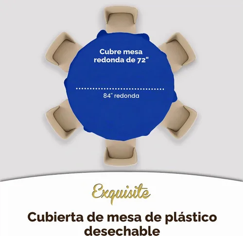 Vista 4 de Exquisite Paquete de 12 manteles redondos de plástico prémium de 84 pulgadas, color azul oscuro