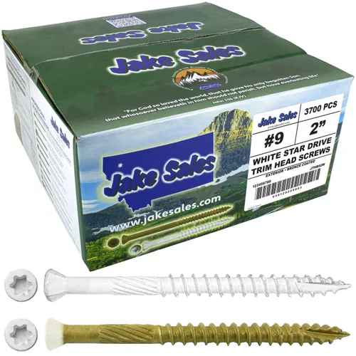 Vista 9 de #9 x 1-5/8" Bronce Estrella Exterior Recubierto Blanco Cabeza Tornillo Madera -Torx/Star Drive Head- Multiusos - 1 Libra - 158 Tornillos