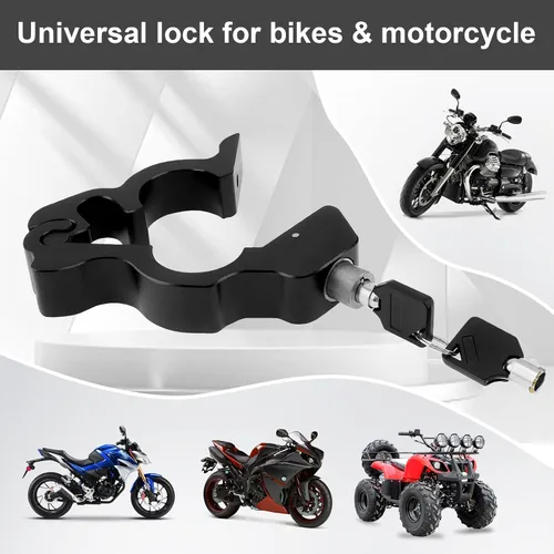 Vista 4 de Windance Paquete de 2 cerraduras de seguridad antirrobo para manillar antirrobo para motocicleta con bloqueo de palanca de freno delantero para Negro