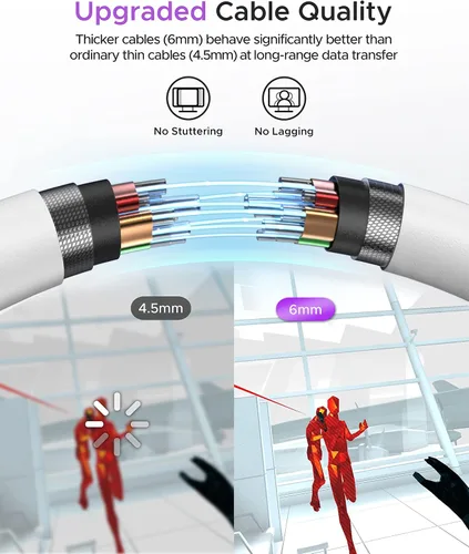 Vista 3 de WARRKY Cable de enlace de 16 pies Cable de 0.236in más grueso, transferencia más estable USB 3.1 de 5 Gbps, carga rápida de 3 A, compatible