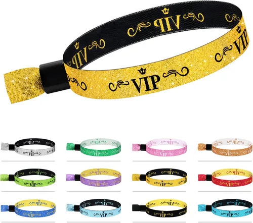 Vista 16 de 100 piezas de pulseras VIP de tela para eventos, pulseras VIP desechables para eventos, pulseras VIP de colores para eventos, para conciertos Negro