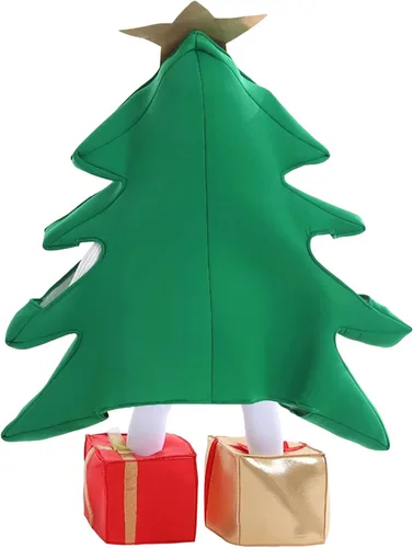 Vista 4 de Sunloudy Disfraz de árbol de Navidad para niños, chaqueta con capucha, vestido de fotografía, fiesta, cosplay, festival, ropa