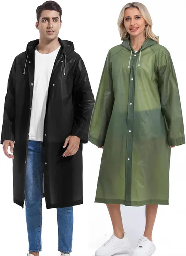 Vista 157 de 2 abrigos de lluvia de Borogo para adultos, chaquetas de lluvia reutilizables para hombres y mujeres