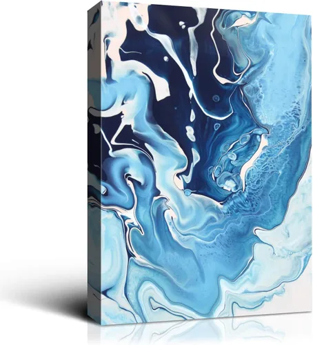 Vista 9 de Denzoer - Lienzo decorativo para pared, pintura abstracta, decoración de pared, pintura contemporánea con envoltura de galería, ilustraciones