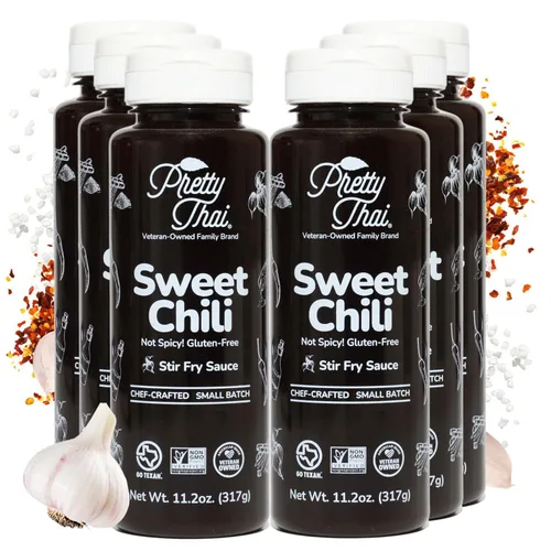 Vista 9 de Pretty Thai Salsa de chile dulce, sin gluten, sin OMG, auténtica, vegana, salteada, condimento para barbacoa, salsa de inmersión, condimento