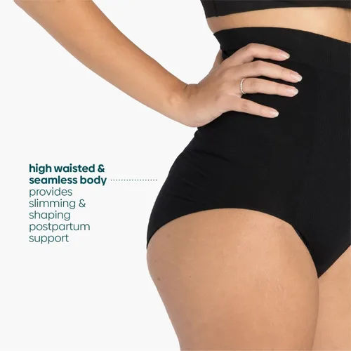 Vista 5 de UpSpring Ropa interior posparto de cintura alta con control de abdomen para mujer, color nude/negro, talla S-XX grande