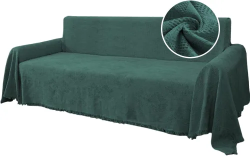 Vista 22 de H.VERSAILTEX Fundas de Sofá de Algodón Funda de Sofá Funda Protectora de Sofá para la Mayoría de Sofás de Diferentes Formas, Presenta Jacquard Verde