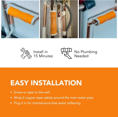 Vista 3 de Sistema de descalcificación de agua electrónico capacitivo, sistema alternativo sin suavizador de agua salada para toda la casa, reduce los efectos