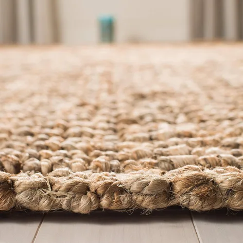 Vista 5 de SAFAVIEH Alfombra cuadrada de 4 pies, colección de fibra natural, marrón natural, yute hecho a mano, estilo granja, pelo grueso texturizado grueso