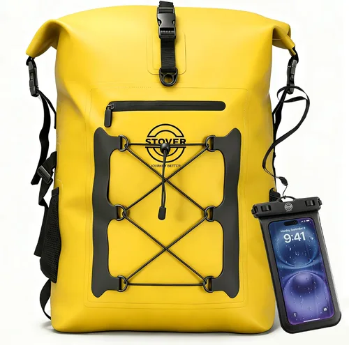 Vista 11 de STOVER 5/10/25/30/40/55L Waterproof Dry Bag- Roll-Top Backpack w/Phone Case- Kayaking, Hiking, Camping, Boating- Men/Women