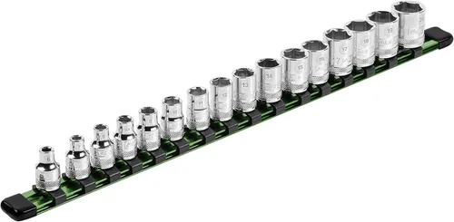 Vista 19 de ARES 70087-Organizador de enchufes de aluminio de 3 piezas, rieles de transmisión de 1/4 pulgadas, 3/8 pulgadas y 1/2 pulgadas con capacidad para 48