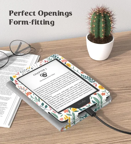 Vista 8 de Moko Funda para Kindle de 6" (11ª generación, 2024/2022), flores A-Flowers