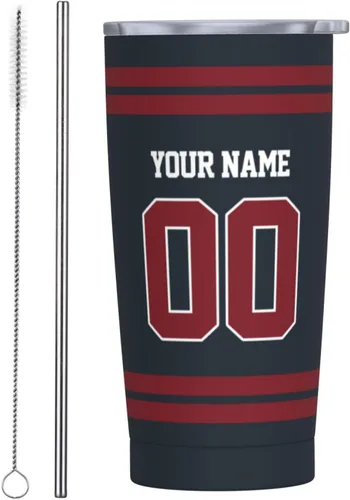 Vista 35 de Arizona - Vaso aislado personalizado con número de nombre, vasos de fútbol personalizados con pajita, taza de viaje personalizada para café, regalos